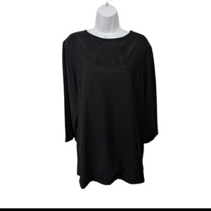 NWT Susan Graver Knit Tunic Top L Black Minimalist Mature #2